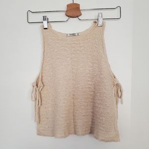 Beige Flowy Knitted Cropped Top